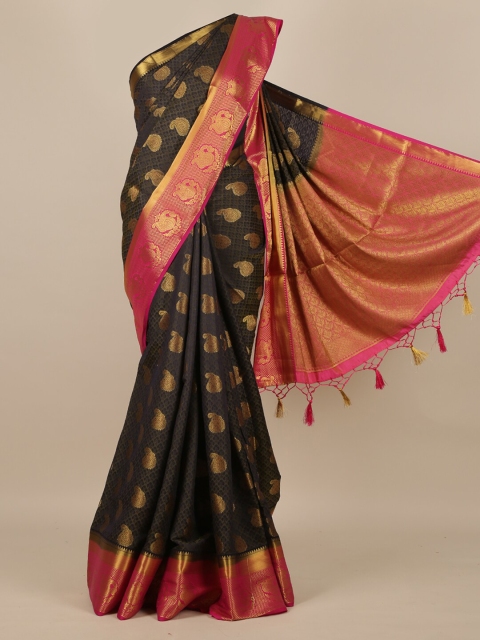

Pothys Navy Blue & Pink Woven Design Zari Jute Silk Saree