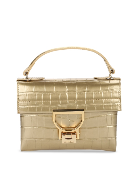 

Coccinelle Gold Animal Textured Leather Structured Handheld Bag