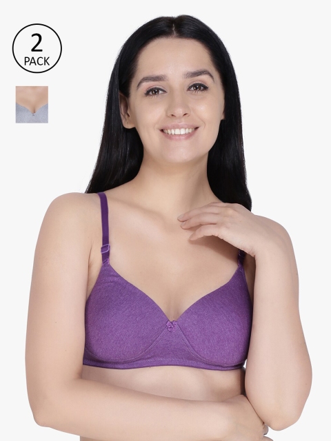 

Anoma Purple & Grey Pack of 2 T-shirt Bra Full Coverage Heavily Padded