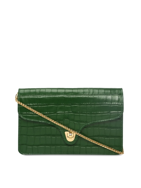 

Coccinelle Green Textured Leather Structured Quilted Sling Bag