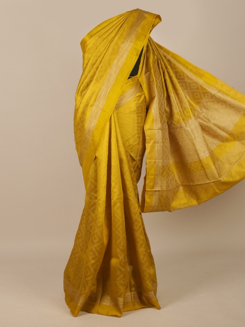 

Pothys Yellow & Gold-Toned Jute Silk Saree