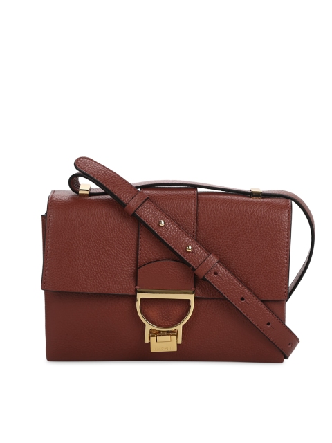 

Coccinelle Rust Brown Textured Leather Sling Bag