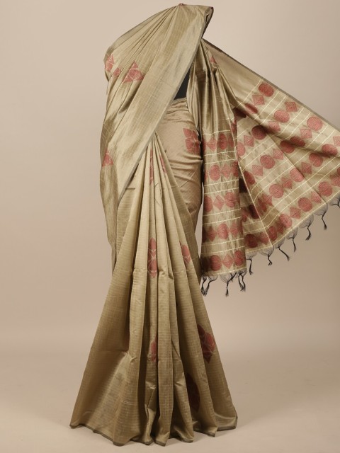 

Pothys Brown Ethnic Motifs Jute Silk Saree