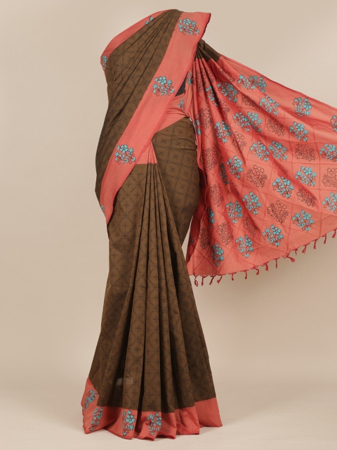 

Pothys Brown & Peach-Coloured Pure Cotton Saree