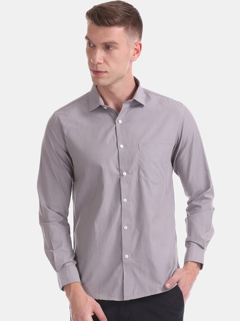 

Excalibur Men Grey Striped Cotton Casual Shirt