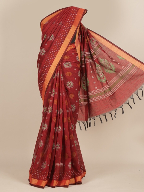 

Pothys Maroon Ethnic Motifs Pure Cotton Saree