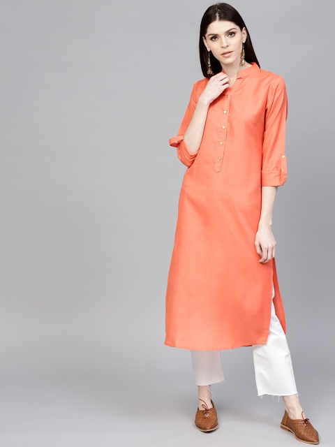 

Libas Women Orange Pathani Kurta