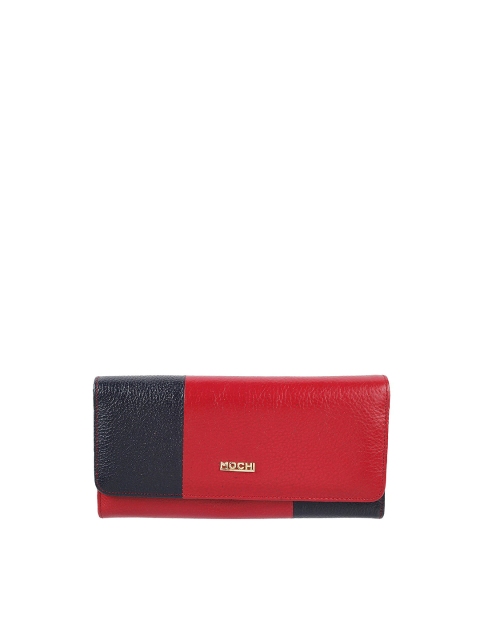 

Mochi Red & Black Colourblocked Leather Purse Clutch