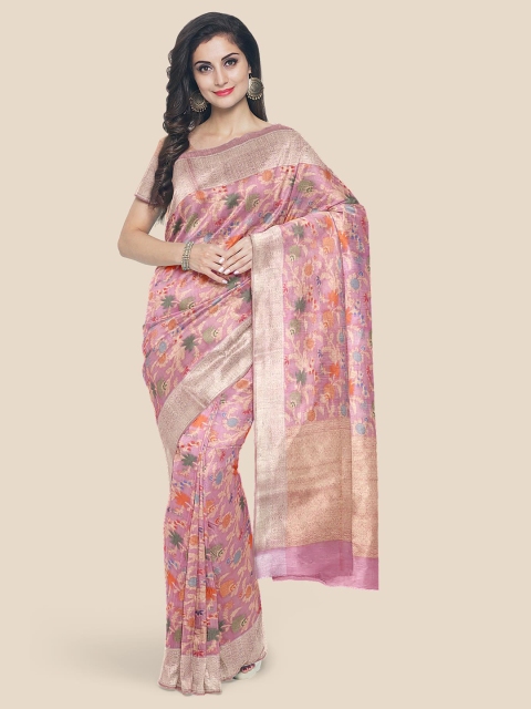 

Kalamandir Pink & Blue Floral Zari Saree