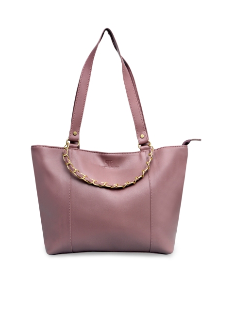 

Pink Potato Mauve Leather Embellished with Metal Chain Shoulder Bag