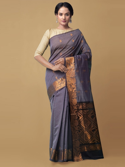 

Unnati Silks Grey Woven Design Zari Pure Cotton Venkatgiri Saree