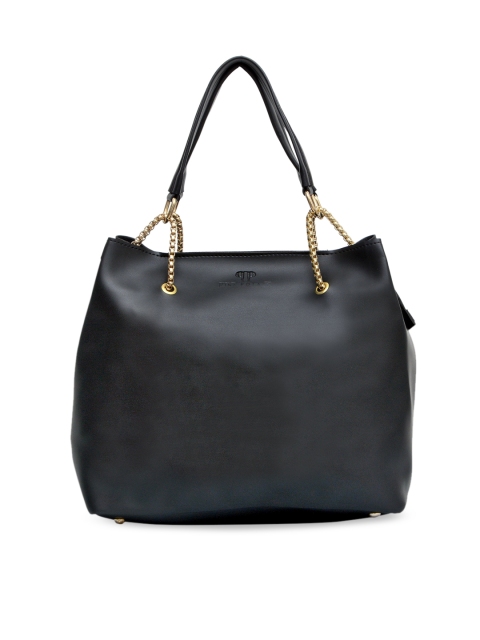 

Pink Potato Black Solid Leather Shoulder Bag