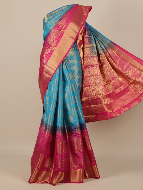 

Pothys Blue & Pink Woven Design Jute Silk Saree