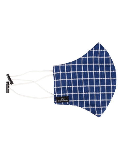 

The Tie Hub Unisex Blue & White Checked 2-Ply Reusable Cloth Mask