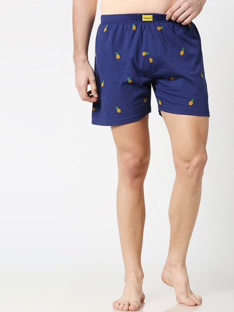 

Bewakoof Men Blue & Yellow Printed Pineapple AOP Pure Cotton Boxers 305271