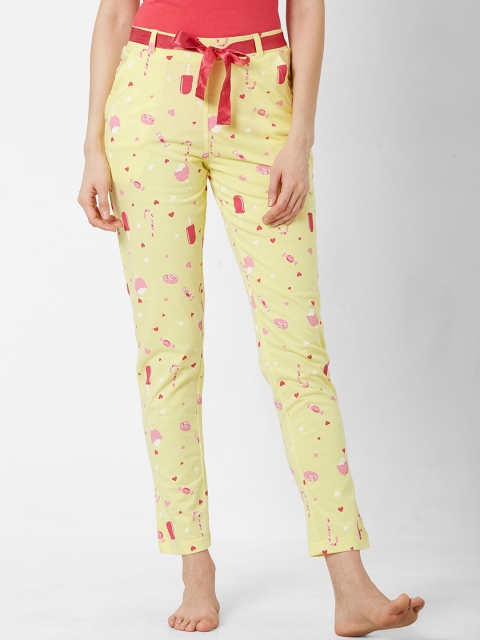 

Sweet Dreams Women Yellow & Pink Printed Lounge Pants