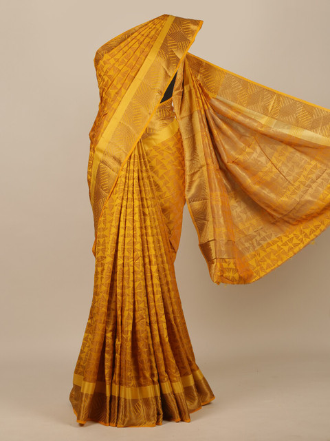 

Pothys Mustard Woven Design Jute Silk Saree