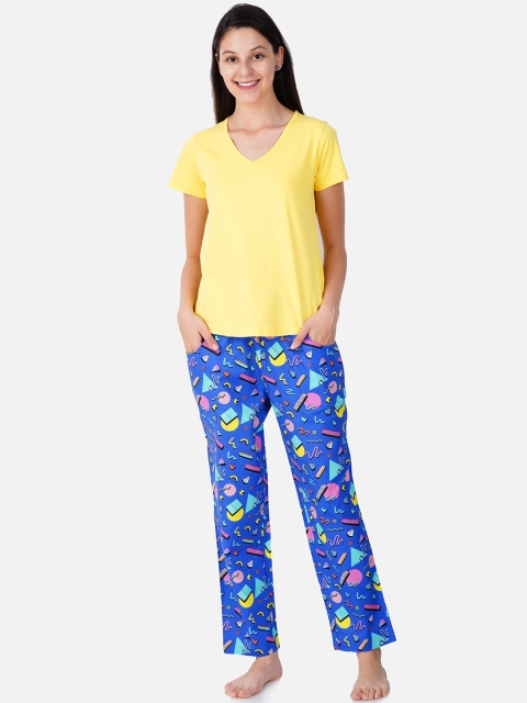 

Smugglerz Women Blue & Yellow Night suit