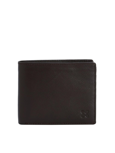 

MERECER MELHOR Men Brown Textured Leather Two Fold Wallet