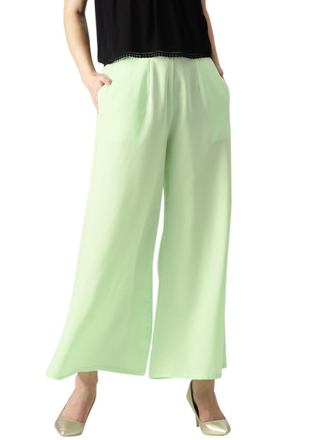 

Libas Women Green Knitted Crepe Palazzos