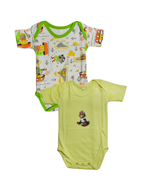 

PINKBUNNY Infants Kids Pack of 2 Bodysuits, Green