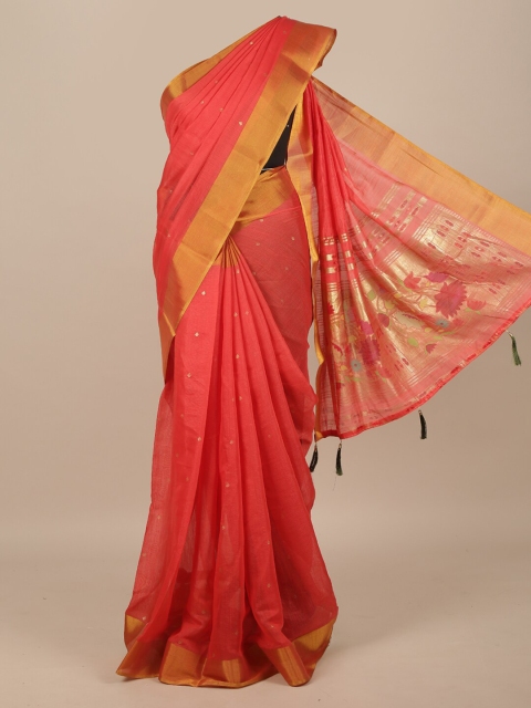 

Pothys Pink Ethnic Motifs Jute Silk Saree