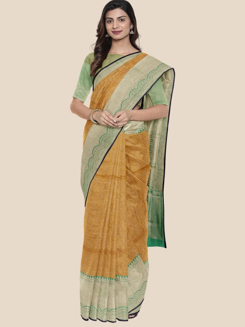 

Kalamandir Brown Woven Design Zari Silk Blend Banarasi Saree
