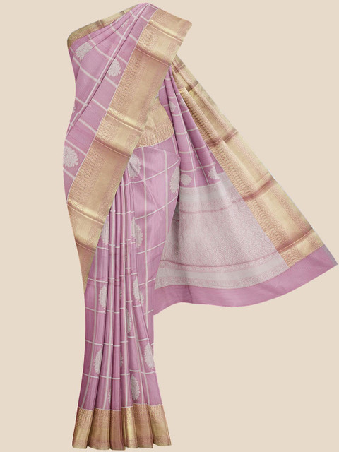 

Kalamandir Pink & Off White Woven Design Pure Cotton Saree