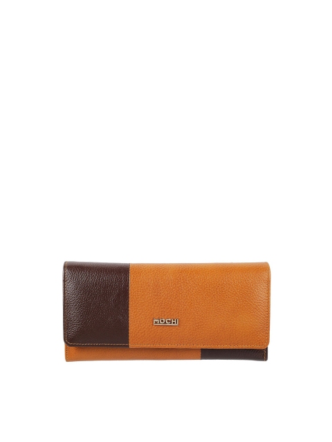 

Mochi Tan Brown Leather Colourblocked Wallet