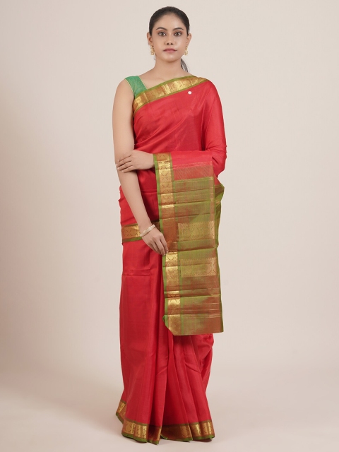 

Pothys Red & Green Zari Pure Silk Kanjeevaram Saree