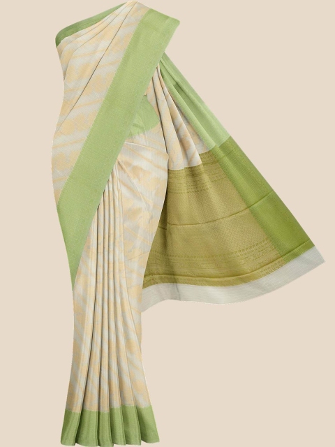 

Kalamandir Cream & Green Pure Cotton Saree
