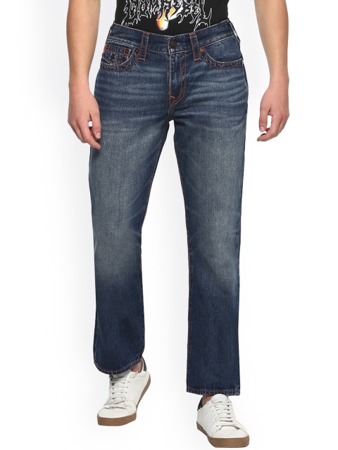 True Religion Men Blue Low Distress Heavy Fade Jeans