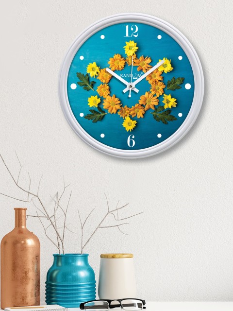

RANDOM Teal Blue & White Printed Contemporary Wall Clock