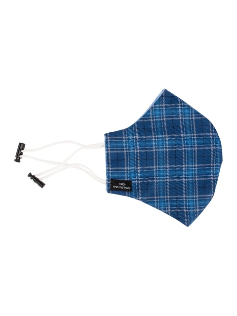 

The Tie Hub Unisex Blue & Grey Checked 2-Ply Pure Premium Cotton Reusable Cloth Mask