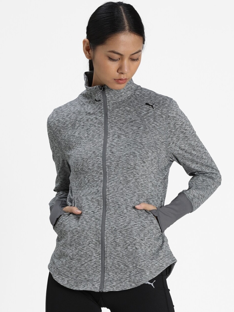 

Puma Women Grey Studio Full-Zip Knit Jacket