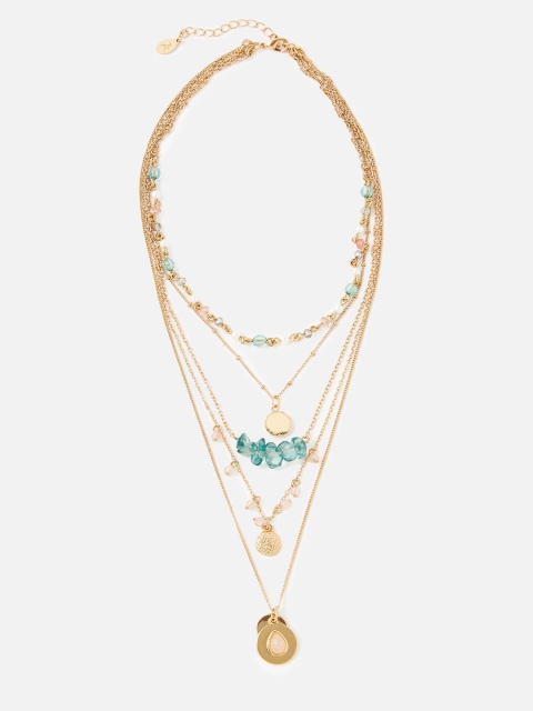 

Accessorize Gold & Green Gold-Plated Layered Necklace