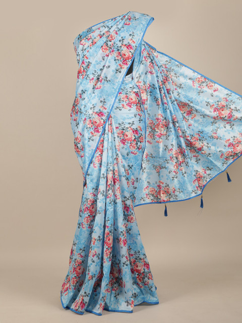 

Pothys Blue & Red Floral Printed Saree