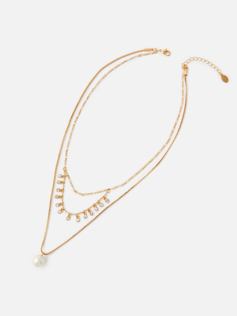 

Accessorize Gold & Off White Gold-Plated Layered Necklace