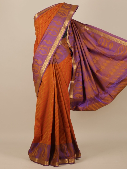 

Pothys Rust Orange & Gold-Toned Woven Design Art Silk Saree