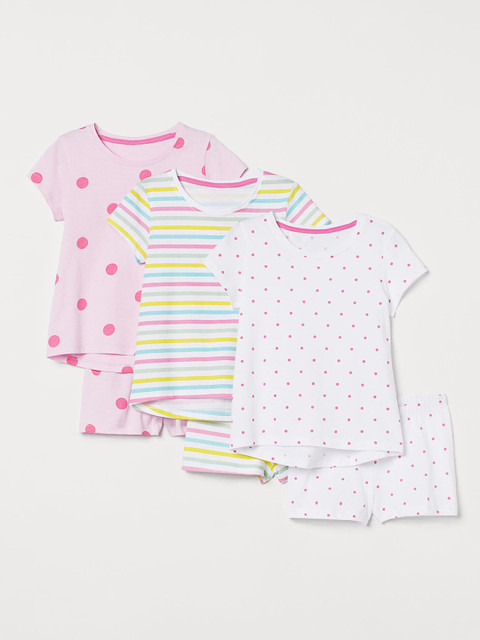 

H&M Girls 3-Pack Jersey Pyjamas, White