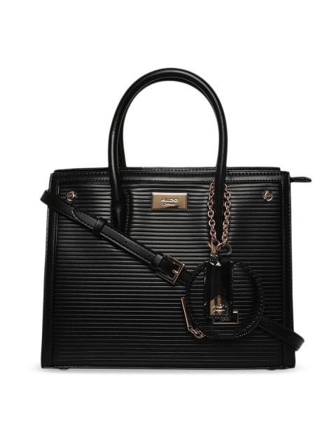 

ALDO Black PU Oversized Structured Handheld Bag with Tasselled