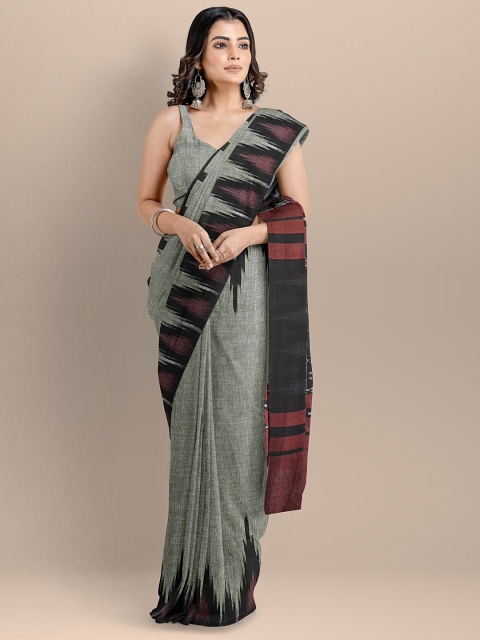 

BharatSthali Grey Pure Cotton Sambalpuri Saree