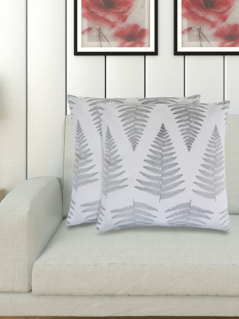

Home Centre Grey & White Set of 2 Geometric Square Cushion Covers