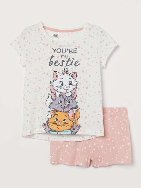 

H&M Girls White & Pink Printed Jersey Night Suits