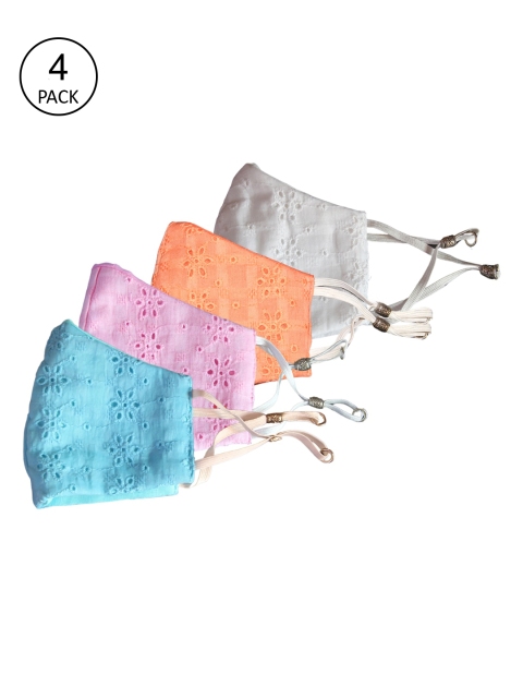 

Bellofox Unisex Pack of 4 3-Ply Reusable Pure Cotton Cloth Mask, Pink
