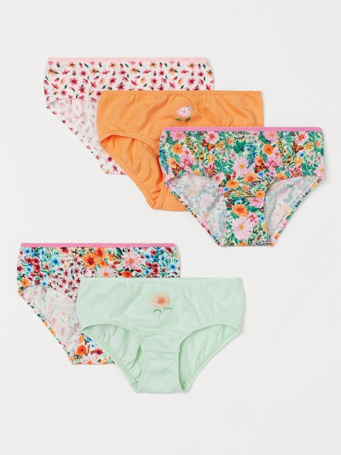 

H&M Girls 5 Pack Printed Briefs 0956273001, White