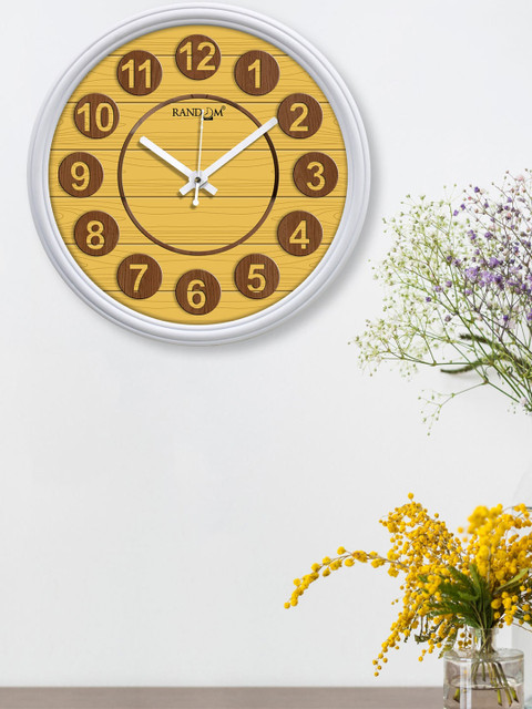 

RANDOM White & Yellow Printed Contemporary Wall Clock