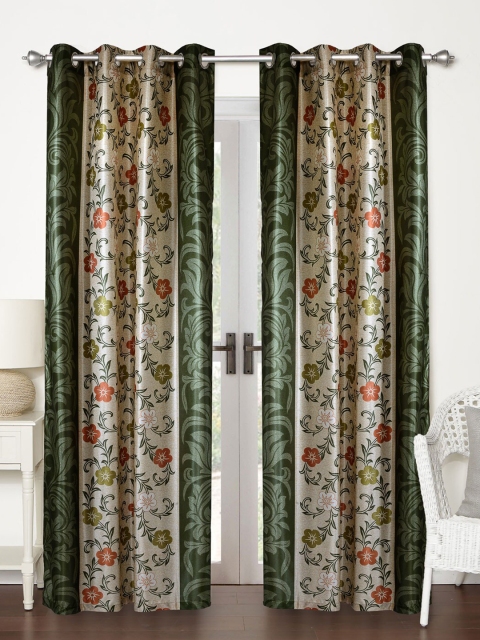 

Home Sizzler Green & Beige Set of 2 Floral Long Door Curtain