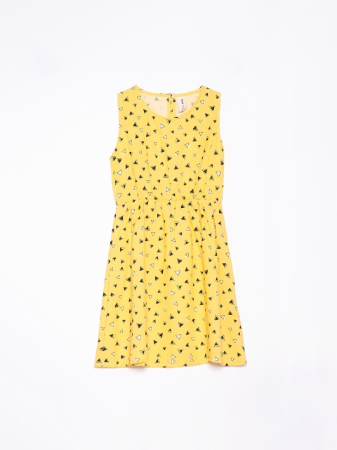 

SCOUP Girls Yellow & Black Fit & Flare Dress