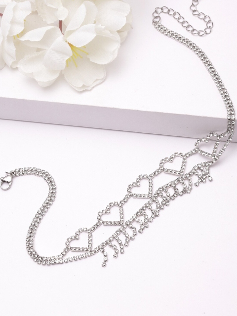 

AVANT-GARDE PARIS Silver & White Rhodium-Plated Choker Necklace